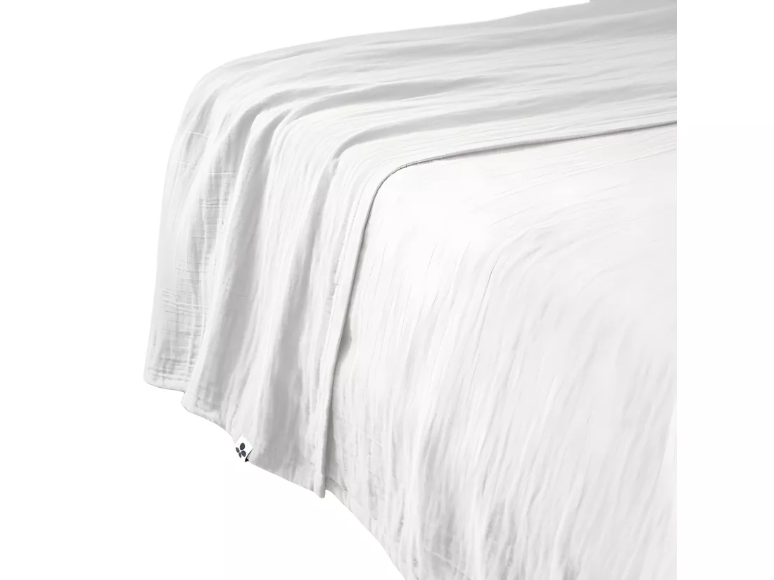 Drap plat 240 x 300 cm en double gaze de coton blanc - PEPA