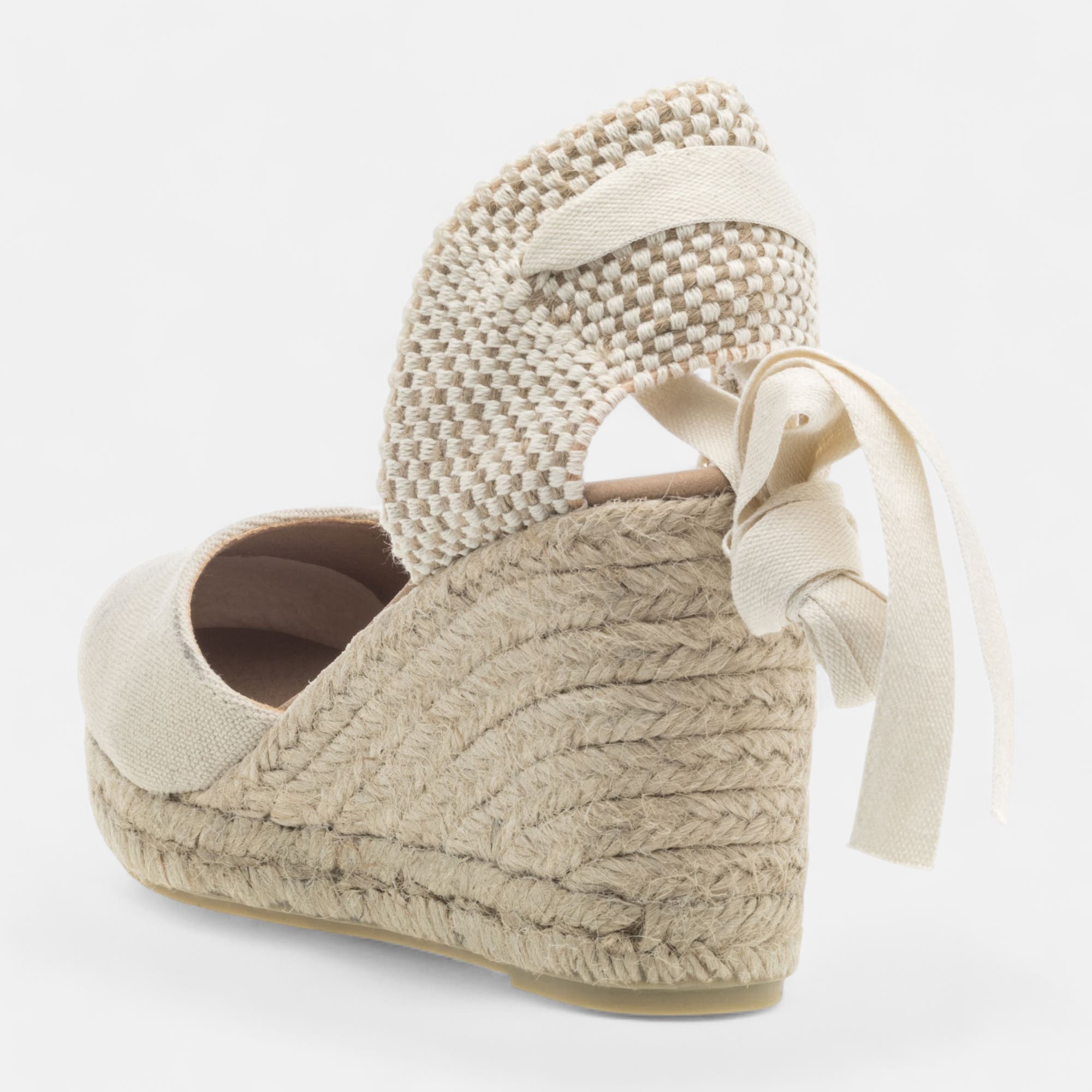 Espadrilles à talon compensé Femme beige