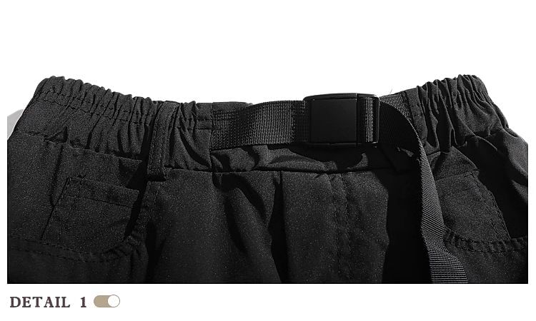 purplelouve - Effen cargoshorts met elastische taille en gespen