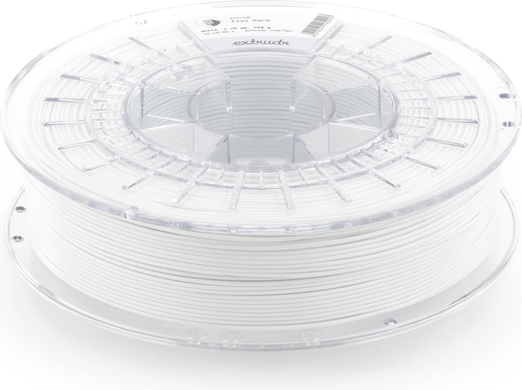 Extrudr  TPU hard Weiß, 1,75 mm / 750 g    Hartes Flex Line Filament für industrielle Anwendungen in Weiß