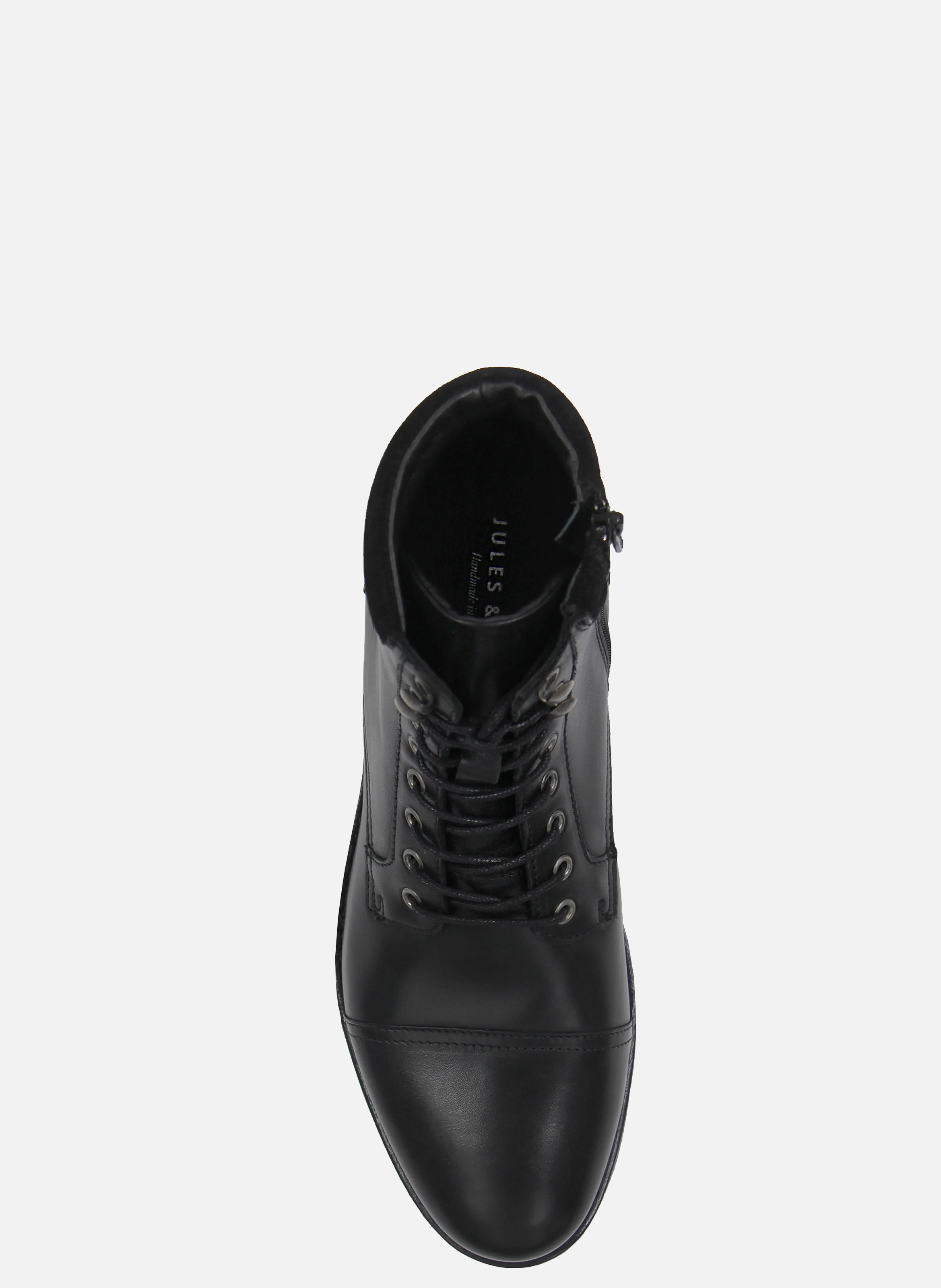 Ranger boots à col cuir lisse | Noir