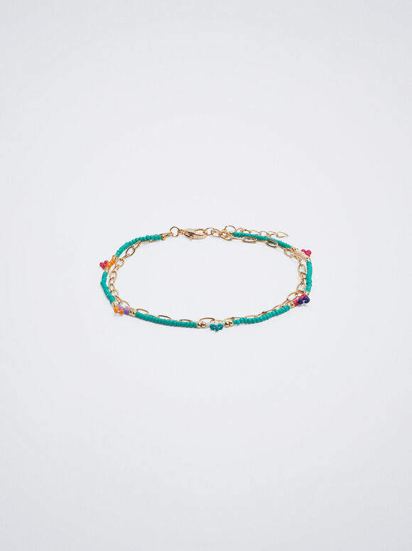 Pulseira de tornozelo com contas
