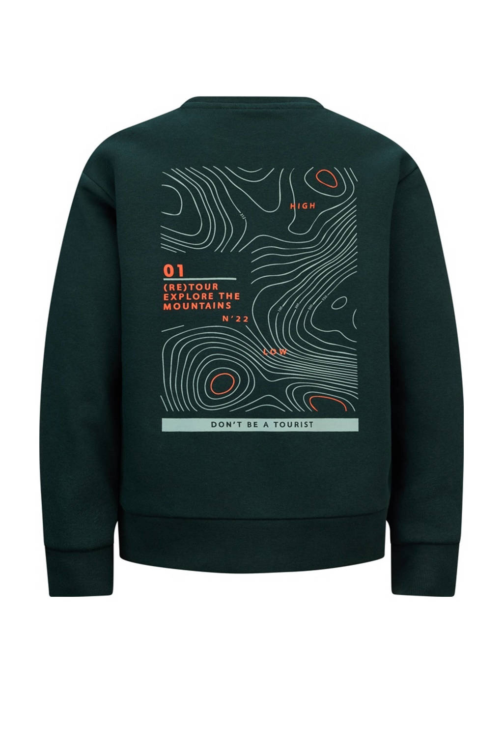 Retour Jeans sweater Hakar met backprint donkergroen