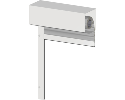 ARON voorzetrolluik, PVC grijs, 1000 x 2015 mm, aluminium kast RAL 9016 verkeerswit, riemtrekker links