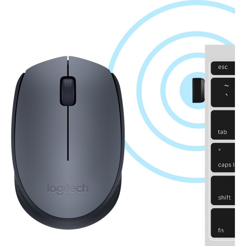 Logitech M170 Grey-K souris Bureau Ambidextre RF sans fil Optique 1000 DPI