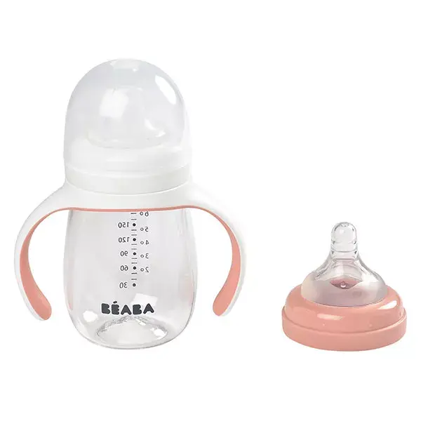 Copo e mamadeira 2 em 1 Béaba, rosa, 210ml