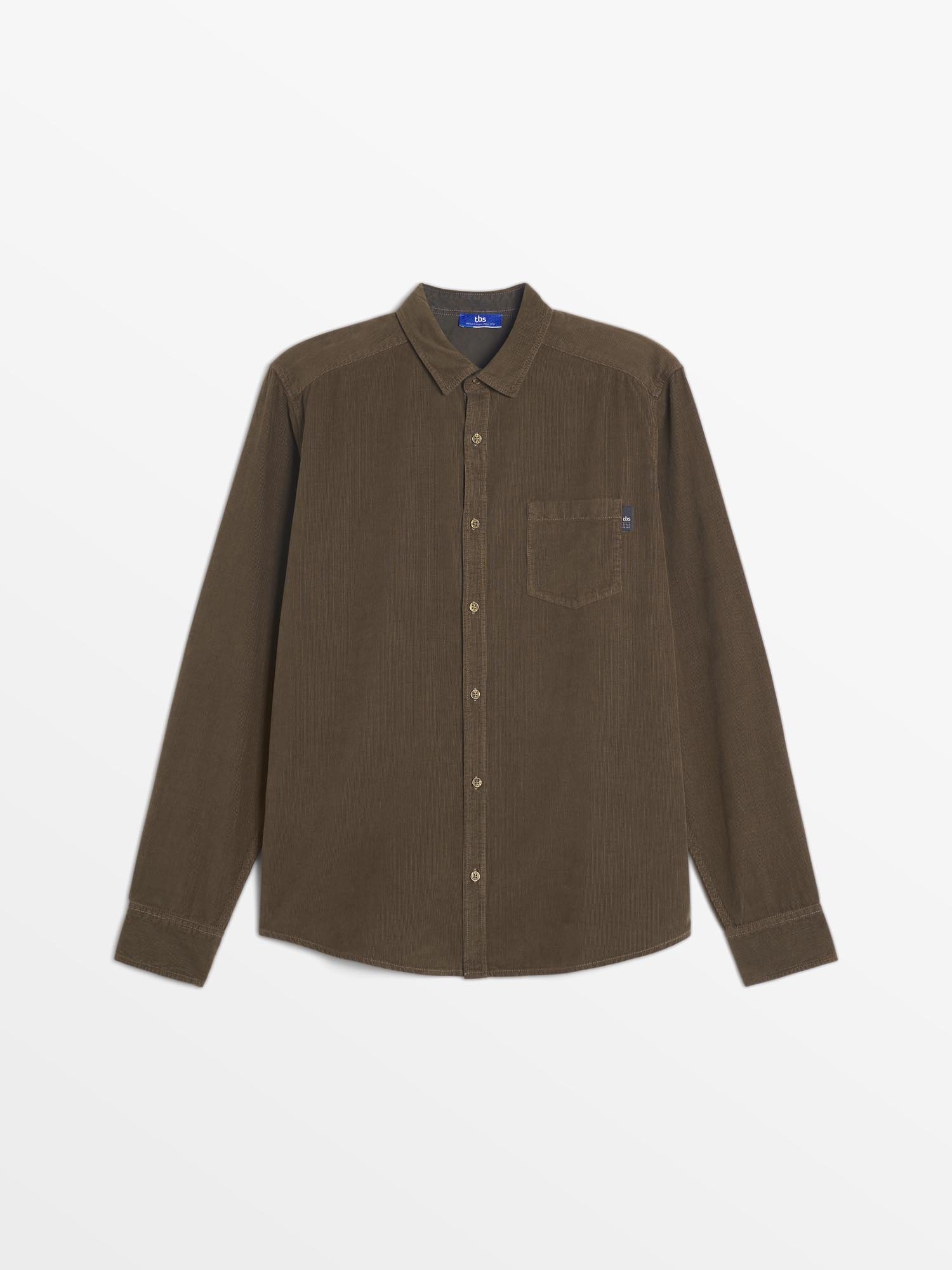 Chemise Homme Velours Côtelé Marron