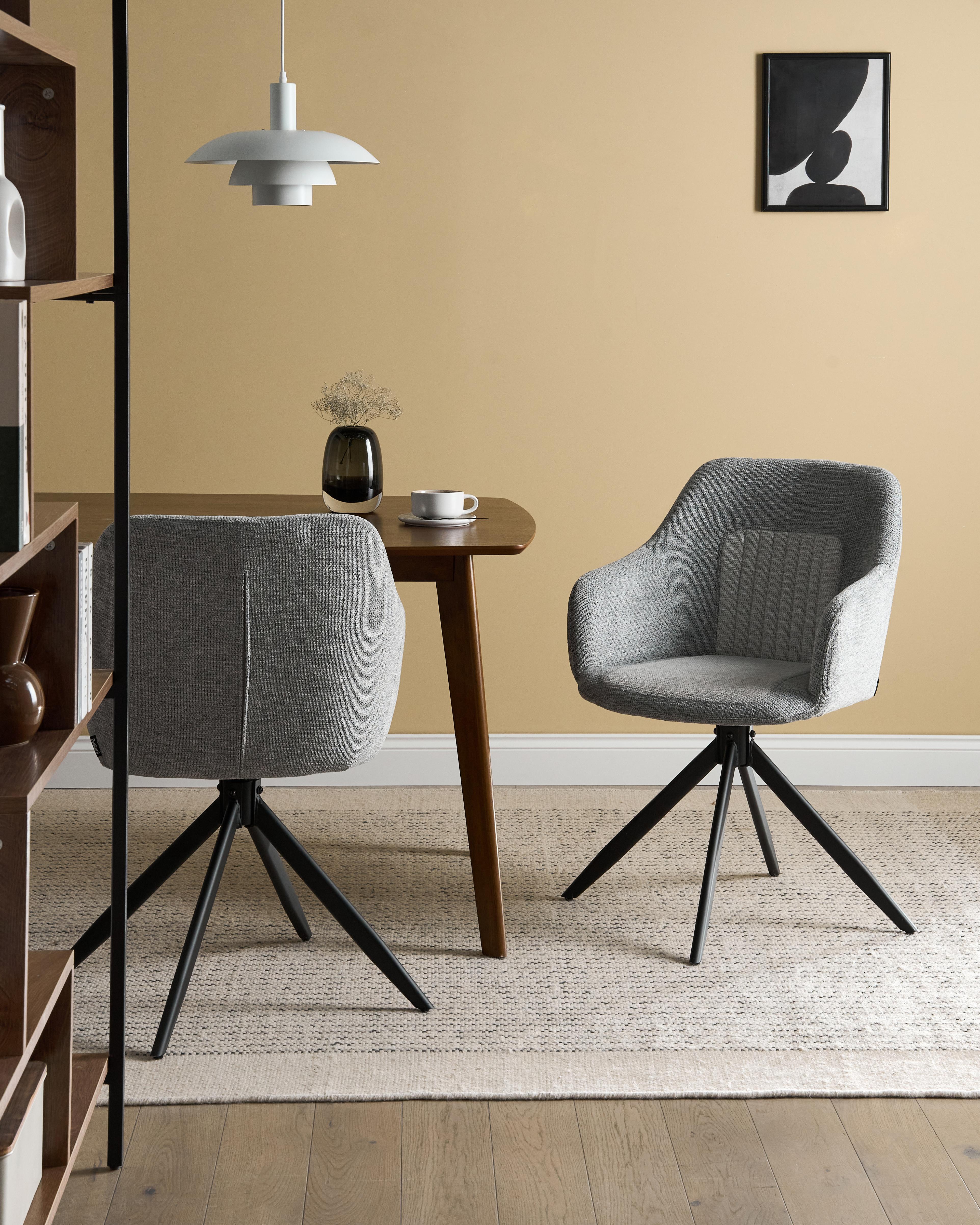 Set van 2 eetkamerstoelen draaibaar LIKELY Stof Grijs