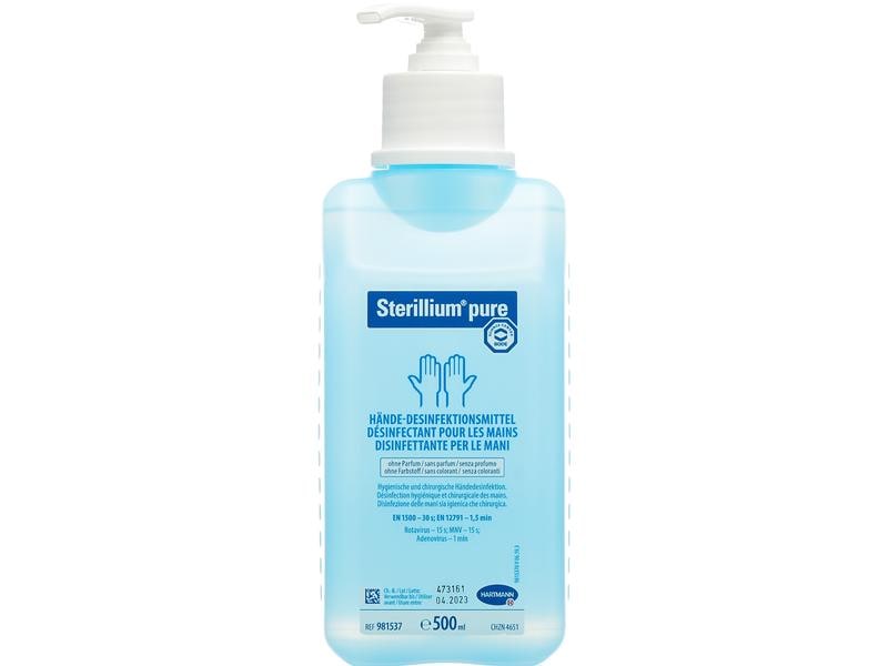 Sterillium Desinfektionsmittel Pure Hände Pumpflasche 500 m Klassisches Desinfektionsmittel gegen Bakterien und Viren