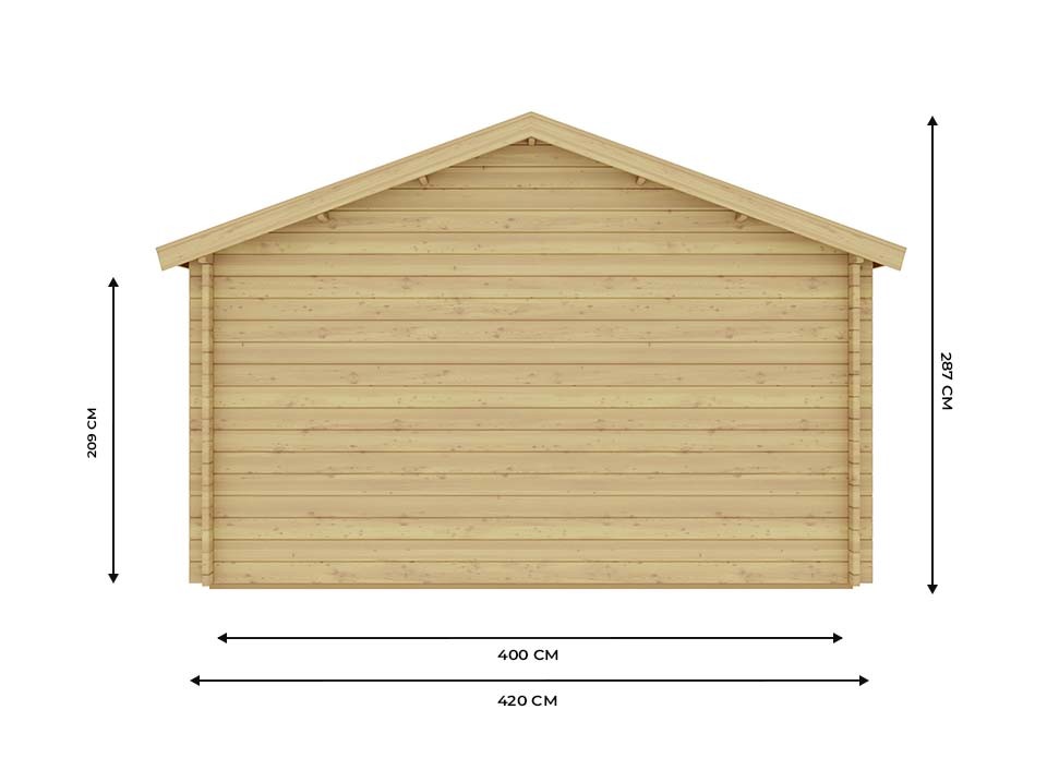 Garage bois newport double porte en bois 19,2m² - epaisseur des madriers : 44mm - toit double pente - abri voiture