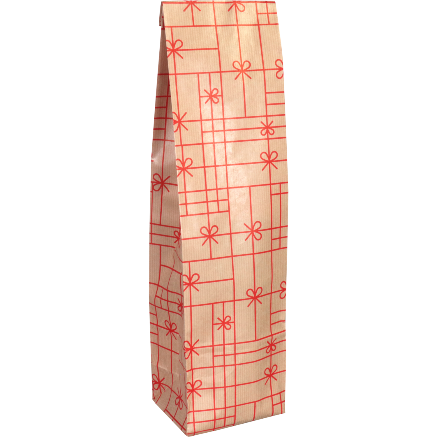 Fleszak, 10x41x8cm, Strikken, papier, bruin/rood