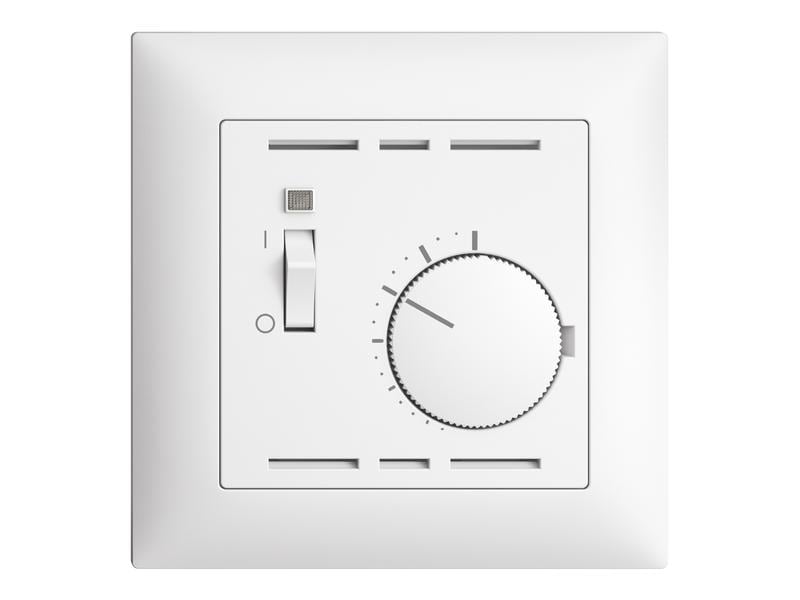 Feller EDIZIOdue Raumthermostat UP mit Schalter, Weiss Thermostat mit Schalter für konventionelle Stellantriebe