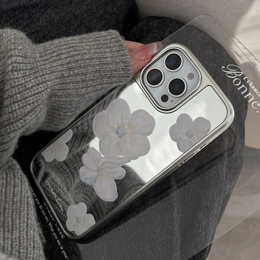 kloudkase - Bloemen gespiegeld telefoonhoesje - iPhone 16 Pro Max / 16 Pro / 16 Plus / 16 / 15 Pro Max / 15 Pro / 15 Plus / 15 / 14 Pro Max / 14 Pro / 14 Plus / 14 / 13 Pro Max / 13 Pro / 13