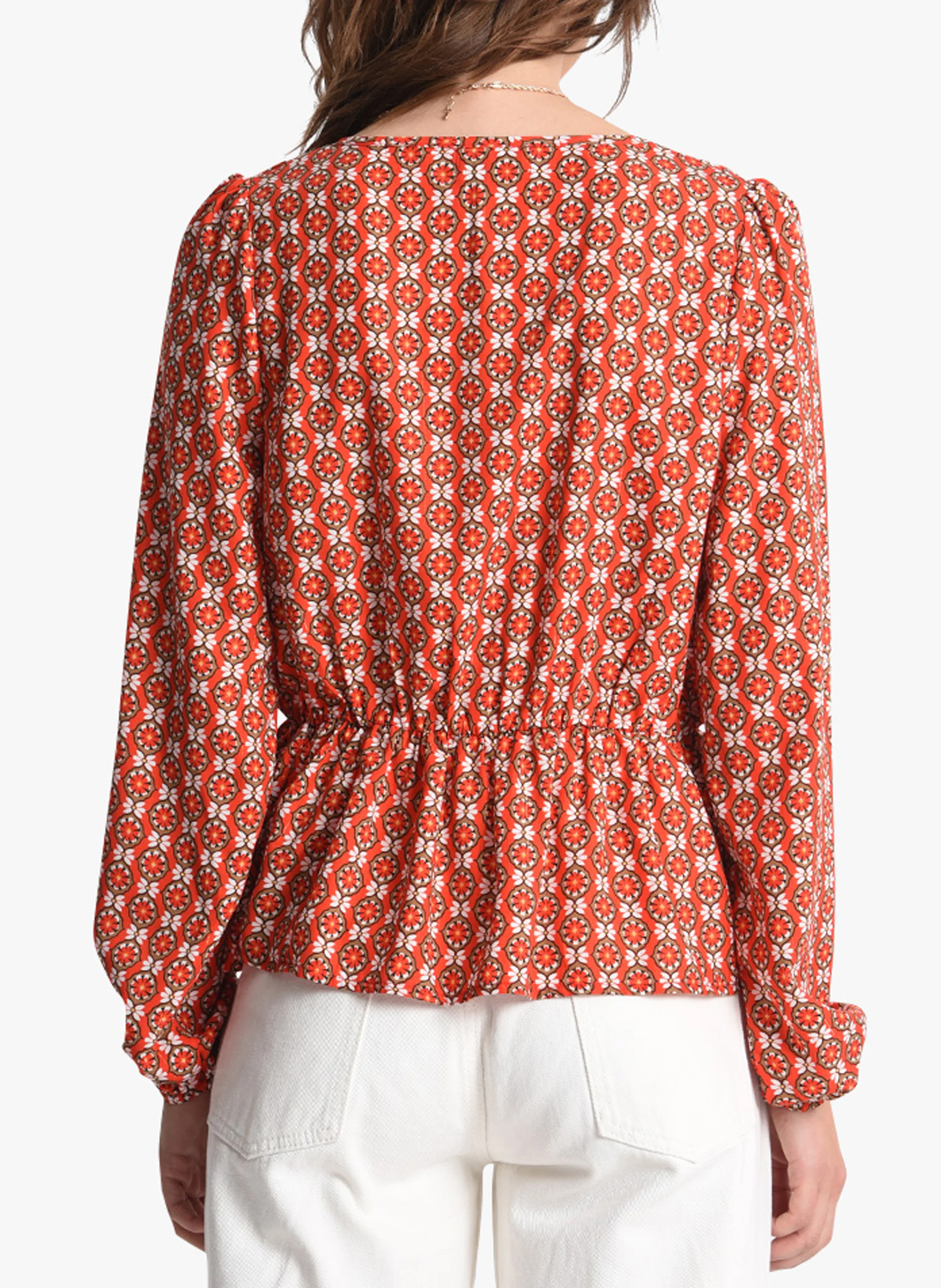 Top col V imprimé| Orange