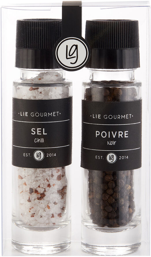 Lie Gourmet Gavesæt små kværne - salt/chili & sort peber (108 g/ 55 g)
