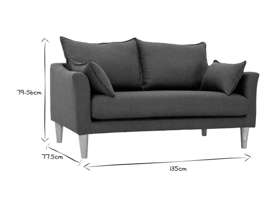 Canapé scandinave 2 places en tissu kaki et bois clair KATE