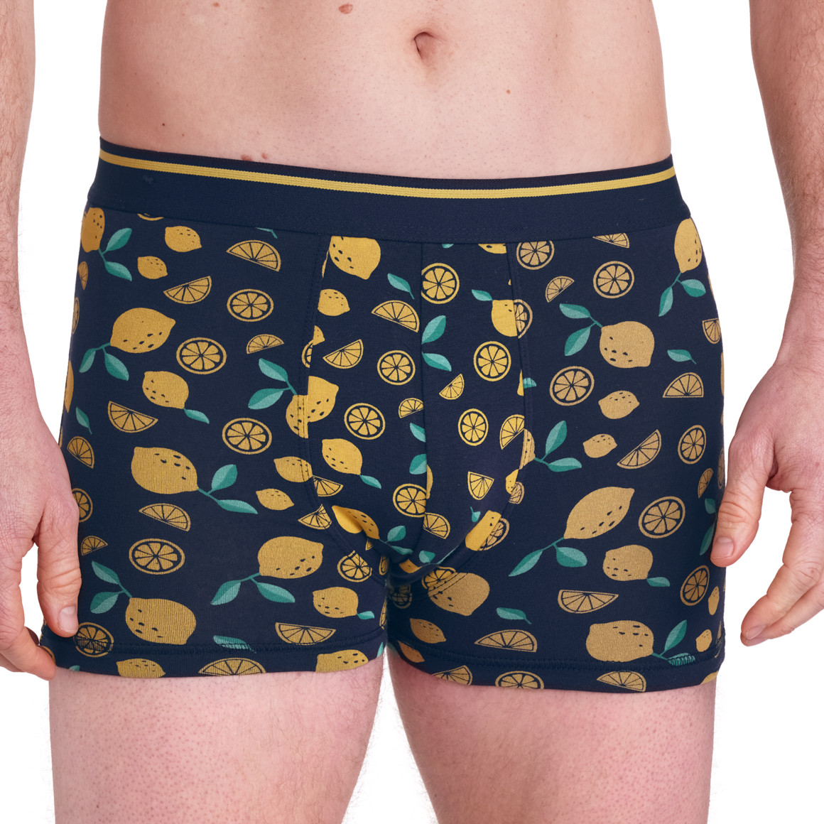 VanVaan Herren Retroshorts mit Zitronen allover dunkelblau / gelb