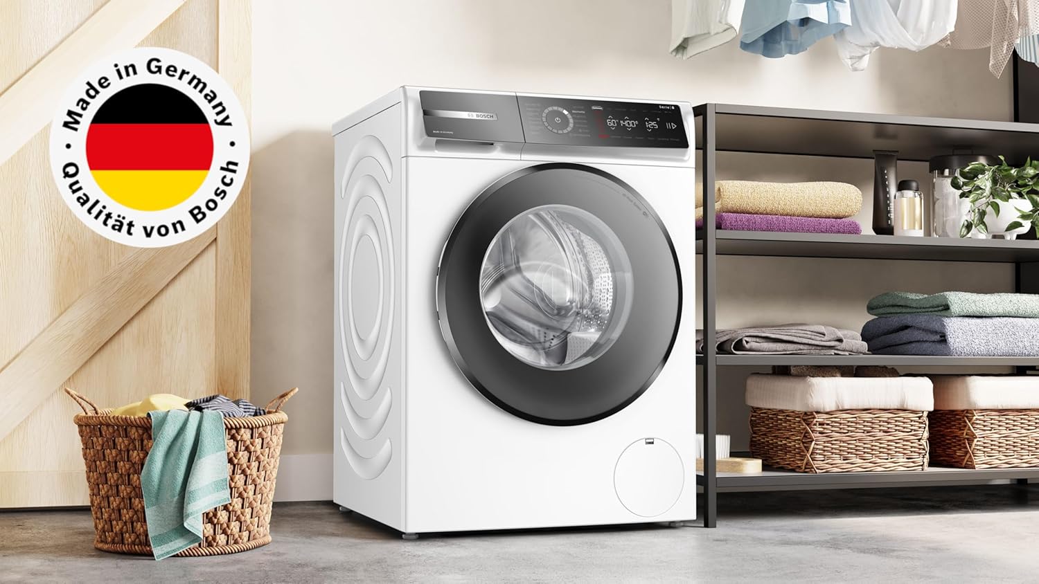 Bosch WGB254031, Serie 8, Smarte Waschmaschine 10 kg, 1400 UpM, Made in Germany, Fleckenautomatik, Iron Assist reduziert Knitterfalten, 4D Wash System, Mini Load, schneller waschen mit Speed Perfect