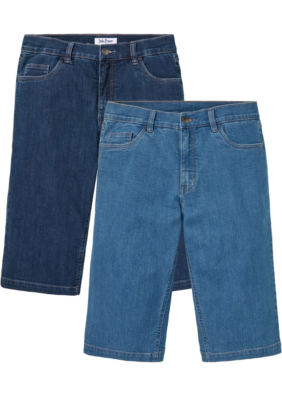 Lot de 2 bermudas longs en jean extensible, Regular Fit