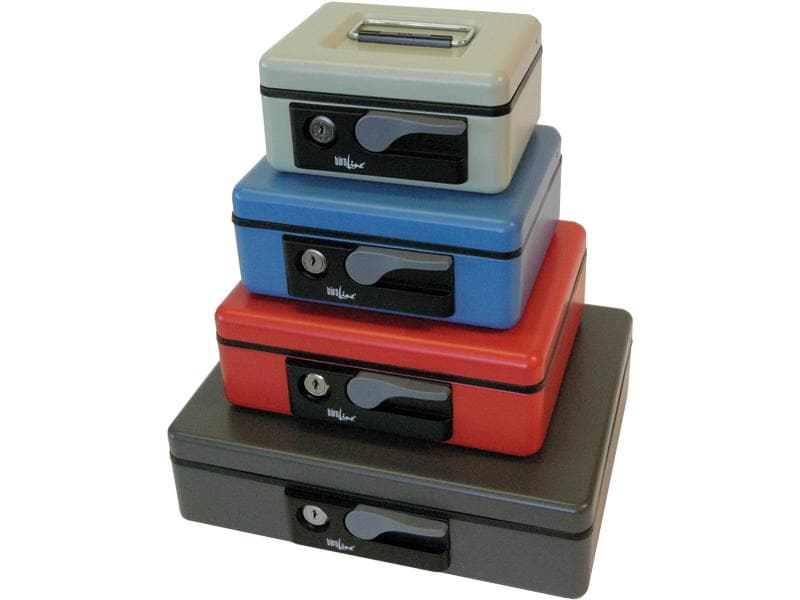 Büroline Geldkassette 30 x 8 x 23 cm Grau Stahlkassette mit einem Zylinderschloss, und zwei dazugehörige Schlüssel