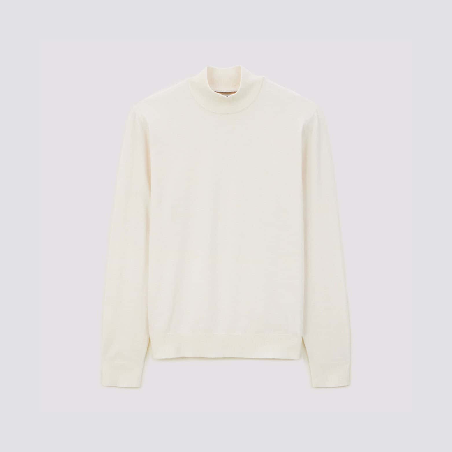 Pull uni col cheminée Ecru