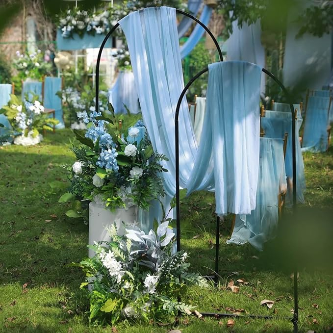 (2er Set) 550x75cm Polyester Hochzeit Vorhang Drapierstoff für Hochzeitsbogen Freihand Deko Gardine Party Foto Requisite - Blau