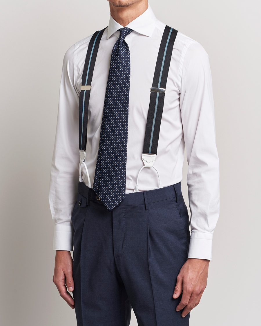 Albert Thurston Thin Stripe Braces 40mm Black/Sky