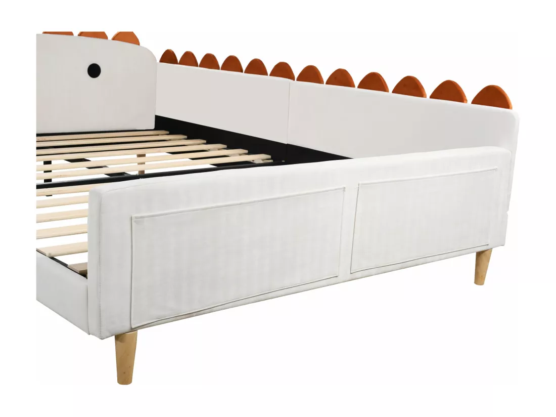 Lit banquette pour enfant 140x200cm - tissu en velours - Beige
