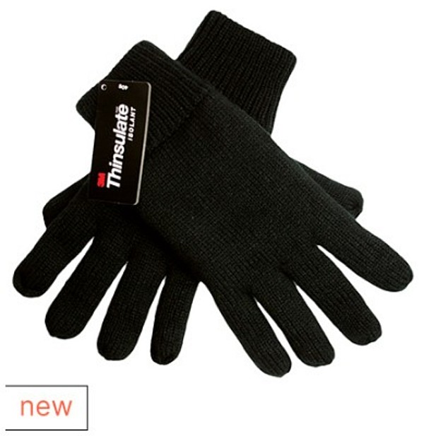 Handschuhe gestrickt schwarz mit 3M Thinsulate Futter