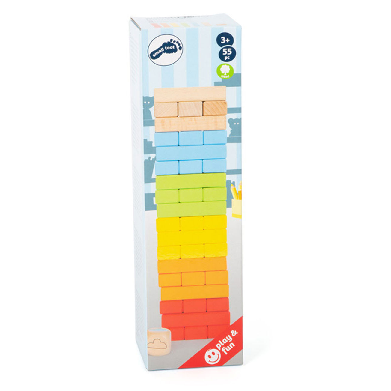 Small Foot-Houten Regenboog Wiebeltoren Spel