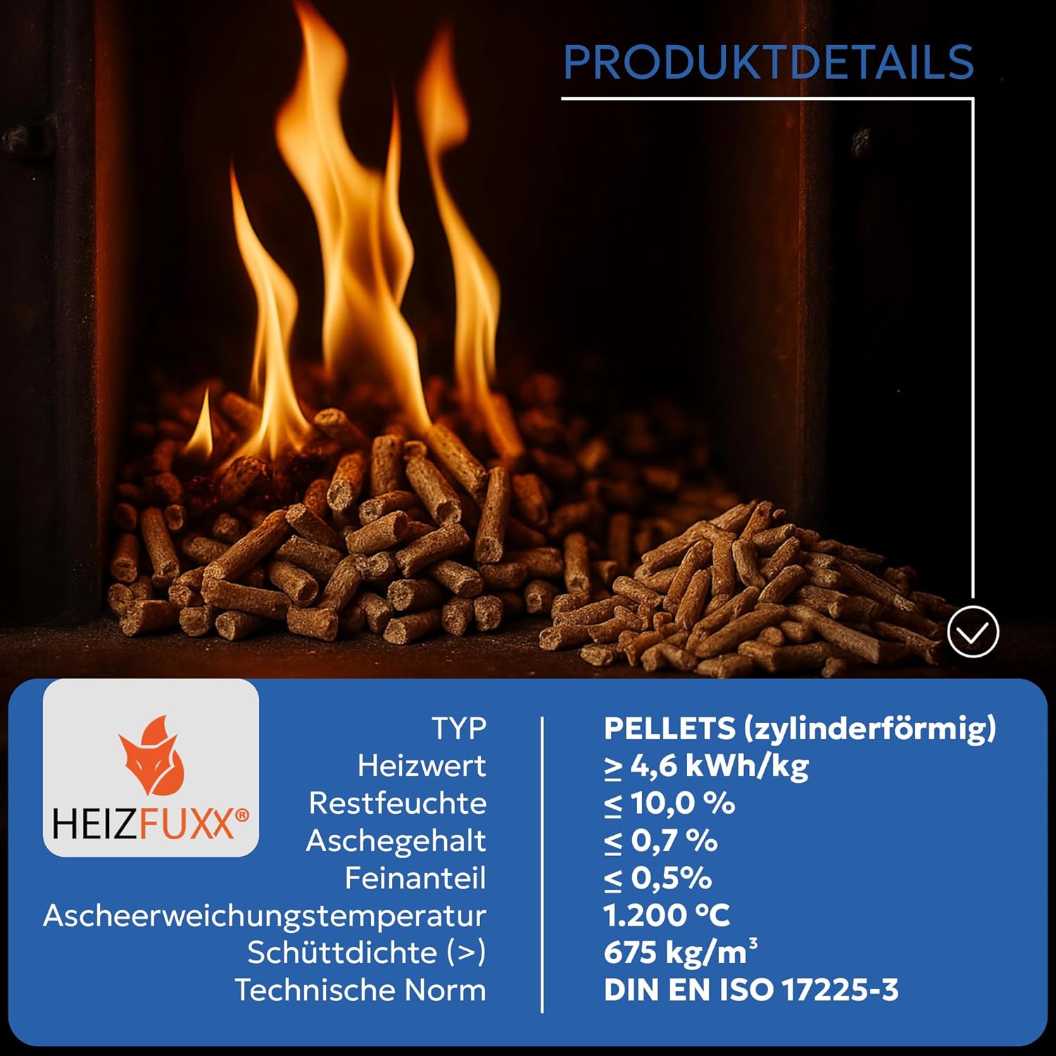 Holzpellets Blue Palette 300 kg (20 x 15 kg) - 6mm Weichholz Pellets mit hohem Heizwert & geringem Ascheanteil - Premium Heizpellets als Sackware für Feuerrohr, Kamin, Ofen oder Grill
