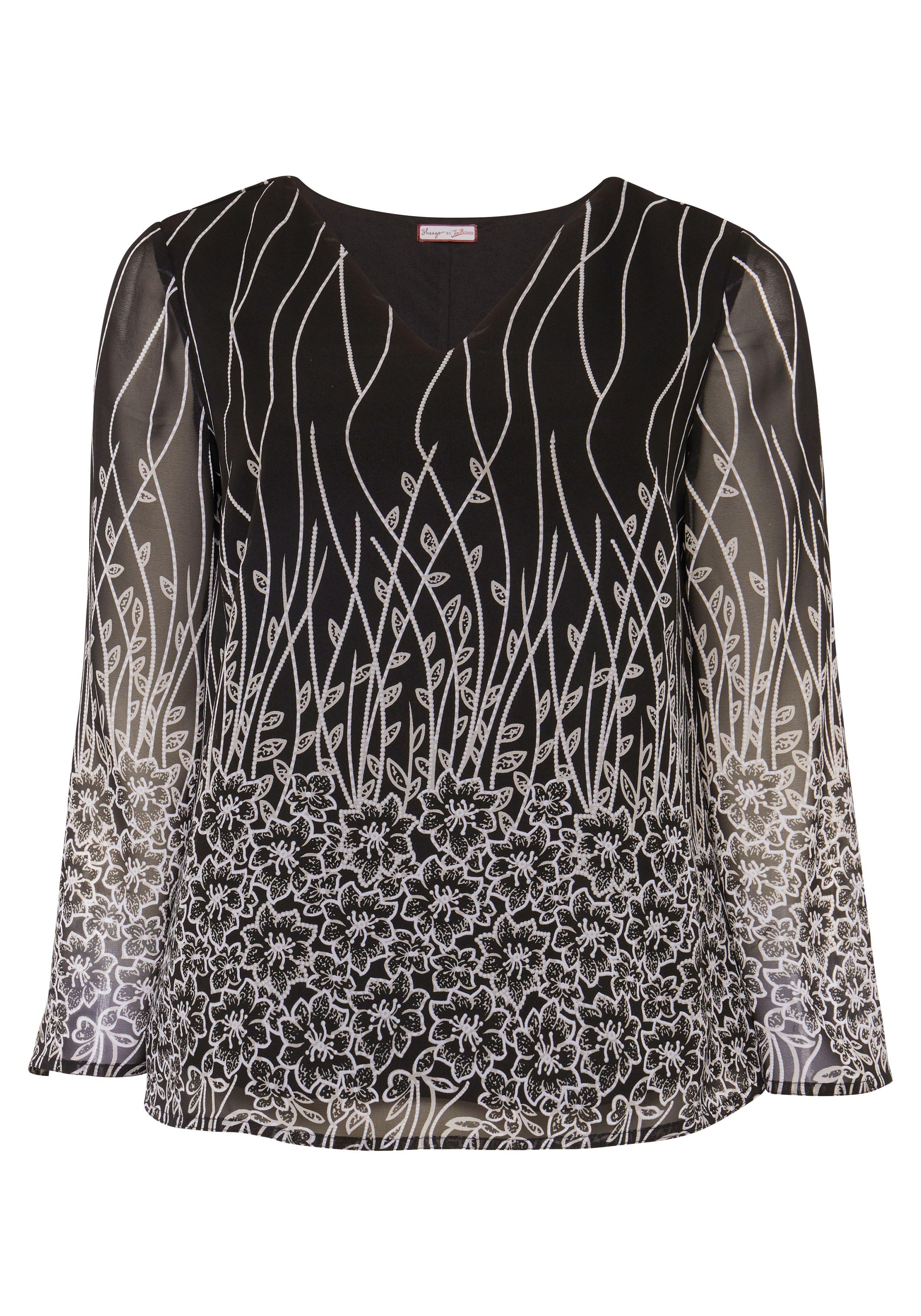 Tunika mit Blumendruck, in Chiffon-Qualität
