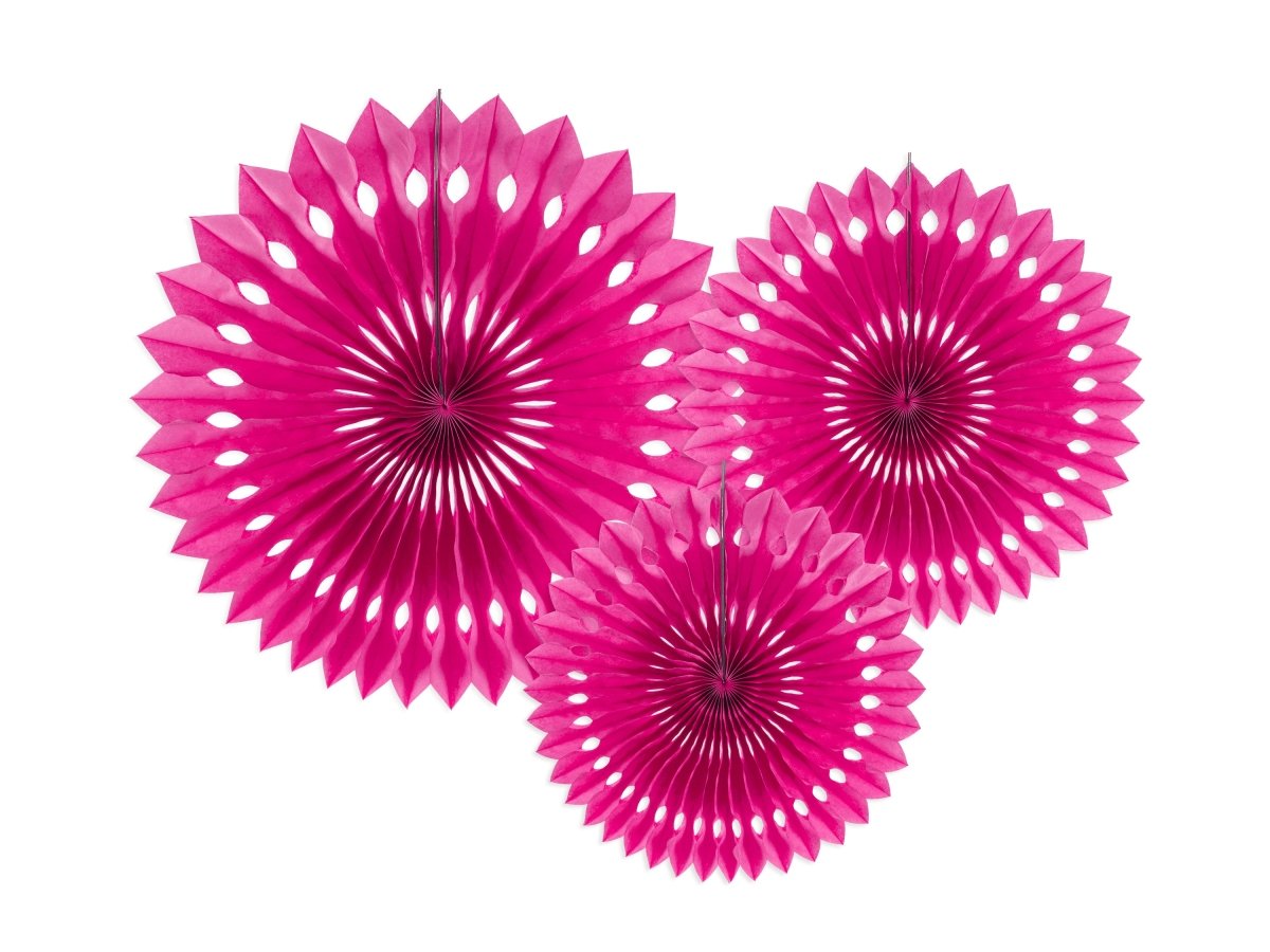 Fuchsia Papieren Waaiers 20cm 3st