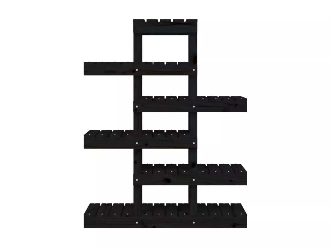 Support à plantes Noir 85x25x109,5 cm Bois massif de pin