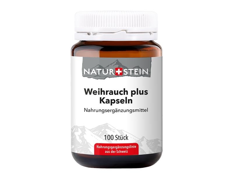 Naturstein Weihrauch plus 100 Kapseln Nahrungsergänzungsmittel mit Vitamin E, Weihrauch und Kurkumawurzel-Pulver