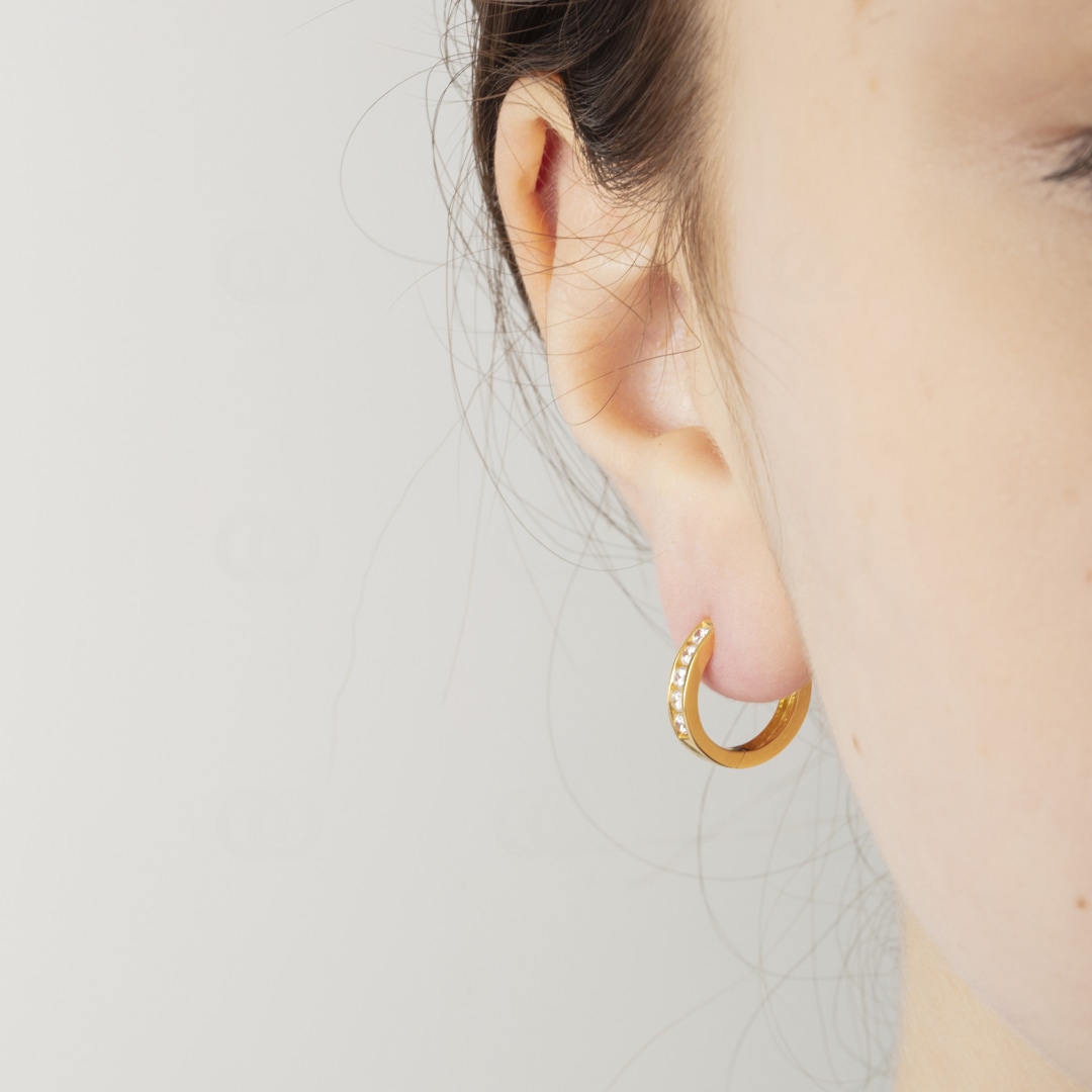 Kreolen 750/18 K Gelbgold Ø 14mm mit Zirkonia