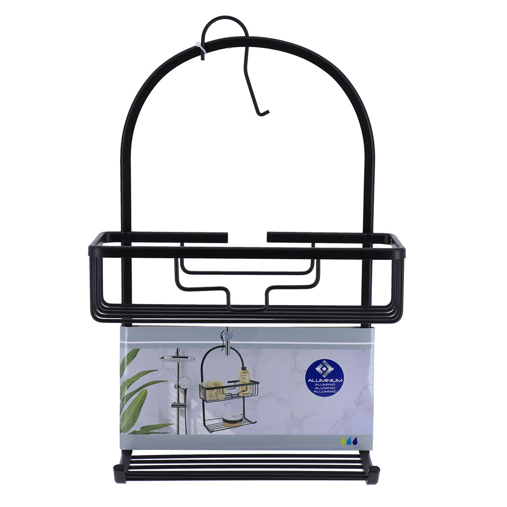 Serviteur de douche 2 paniers métal noir 28x49x12.5cm