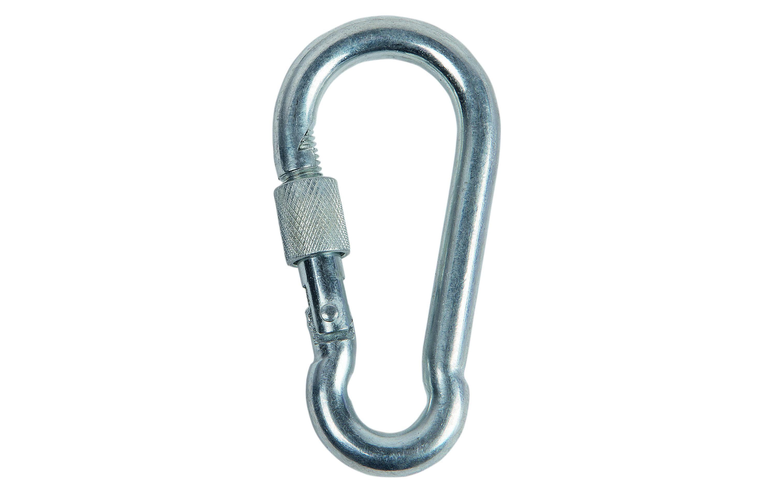 Karabinerhaken Ø 8 mm, 80 mm, 230 kg 1 StückKarabinenhaken mit Sicherung, Stahl verzinkt