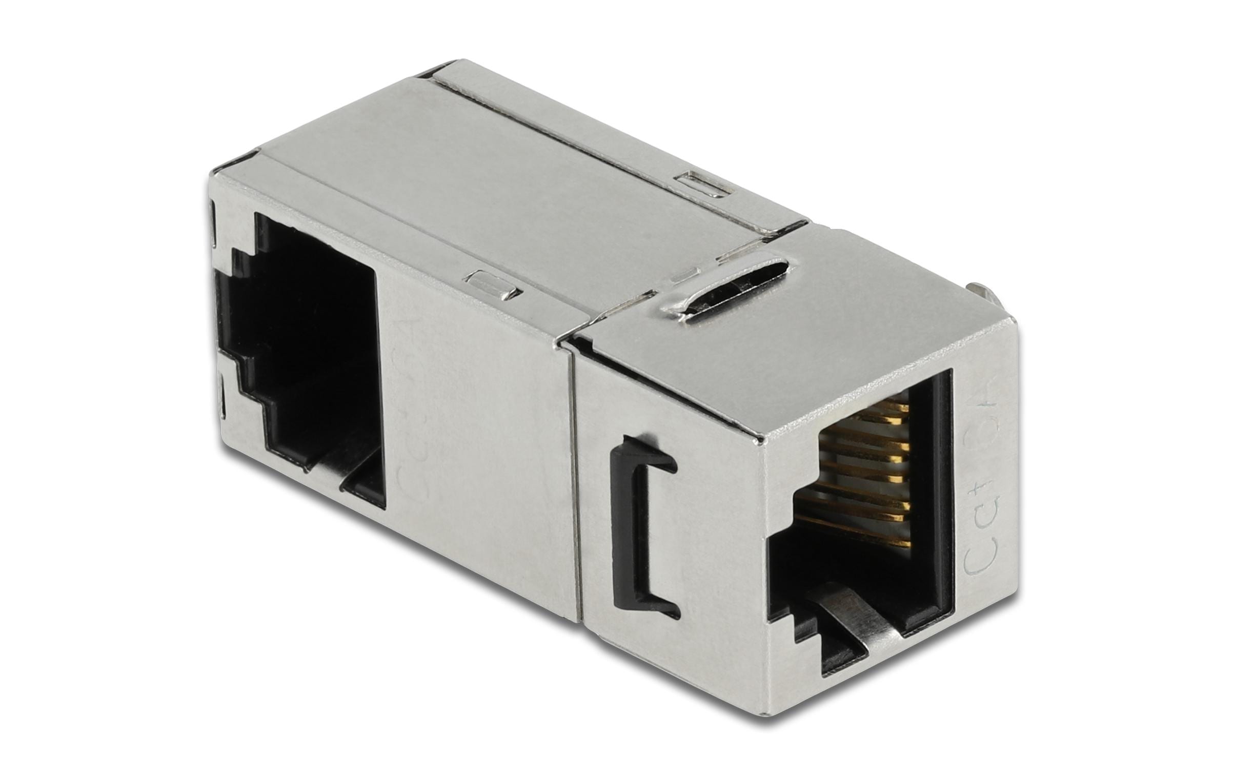 Keystone-Modul RJ45 - RJ45 Buchse, Cat.6A 90 Grad gewinkeltDelock Keystone Modul RJ45 Buchse zu RJ45 Buchse Cat.6A 90° gewinkelt