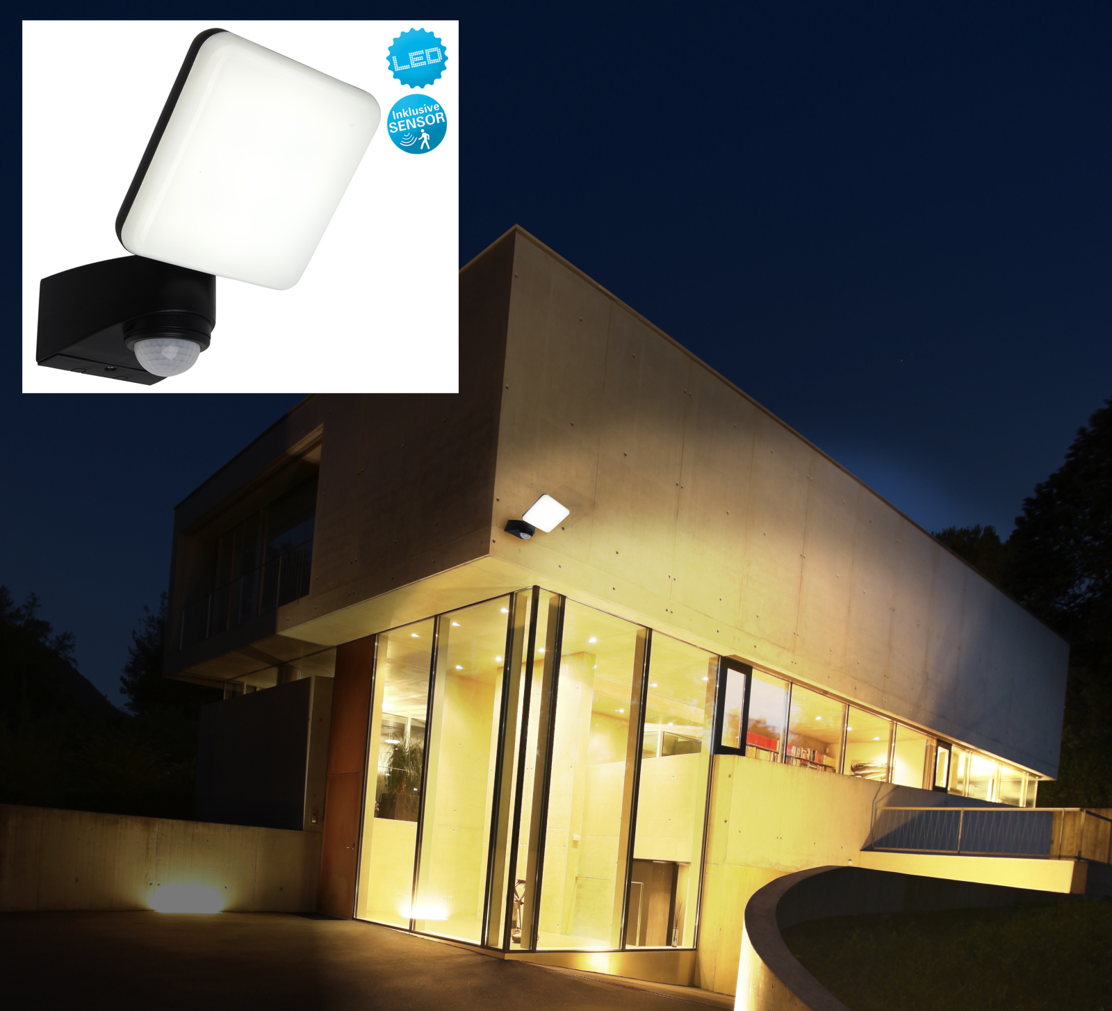 LED-Außenwandleuchte - anthrazit-weiß - Bewegungsmelder