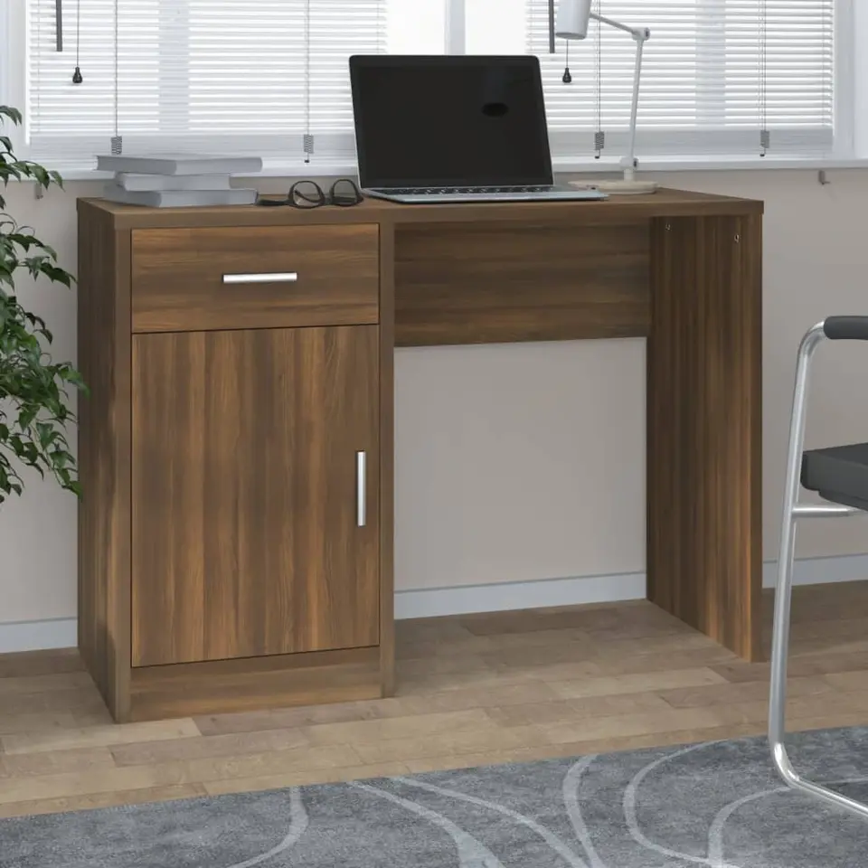 vidaXL - Bureau - Bruin - Bewerkt hout