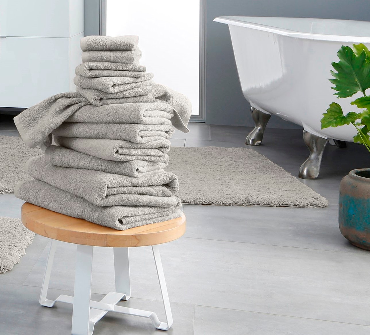 my home Handtuch Set »Sanremo, Duschtücher, Handtücher, Gästetücher, Seiftücher« Set 12 Frottier Handtücher mit Bordüre, einfarbiges Handtuch-Set aus 100% Baumwolle