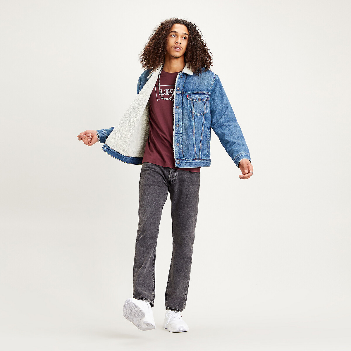 Cardigã jeans Levi's forrado com Sherpa
