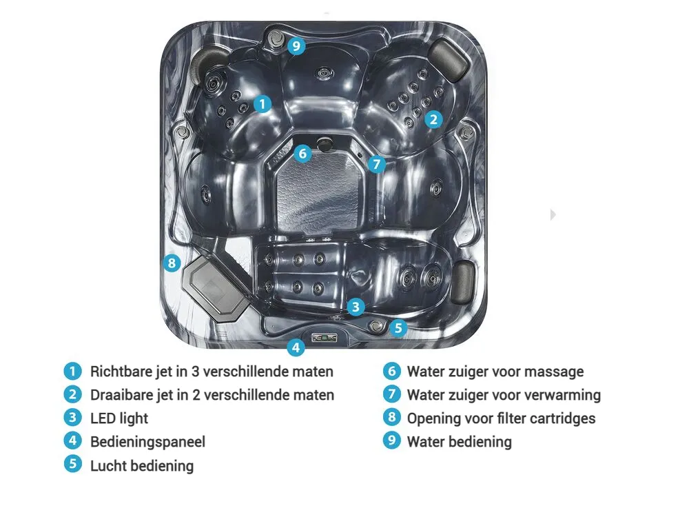 Buiten hottub met LED TULAROSA Grafietgrijs