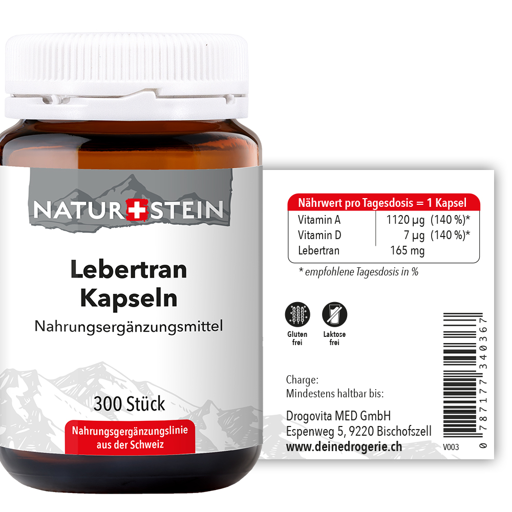 NATURSTEIN Lebertran Kaps Glasfl 300 Stk