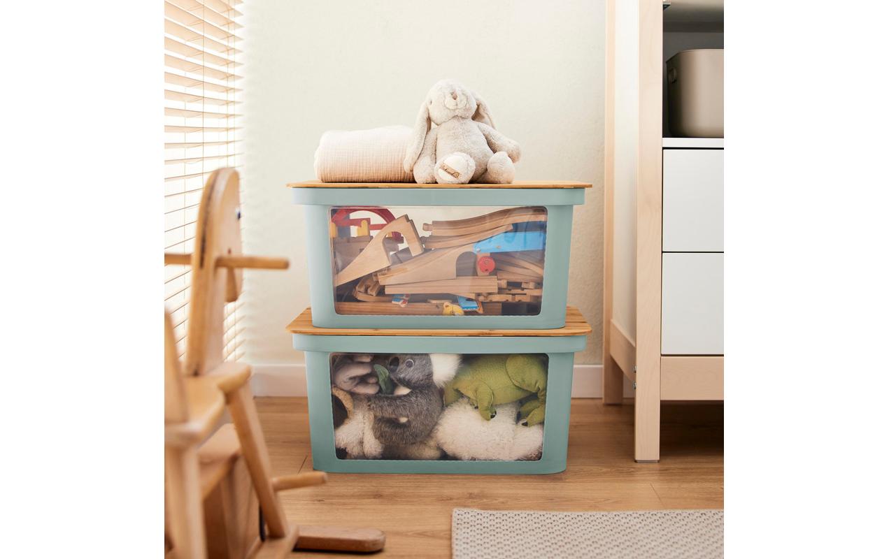 Spielzeugbox PINA 45 l Sage GreenStylische Box mit Bambusdeckel