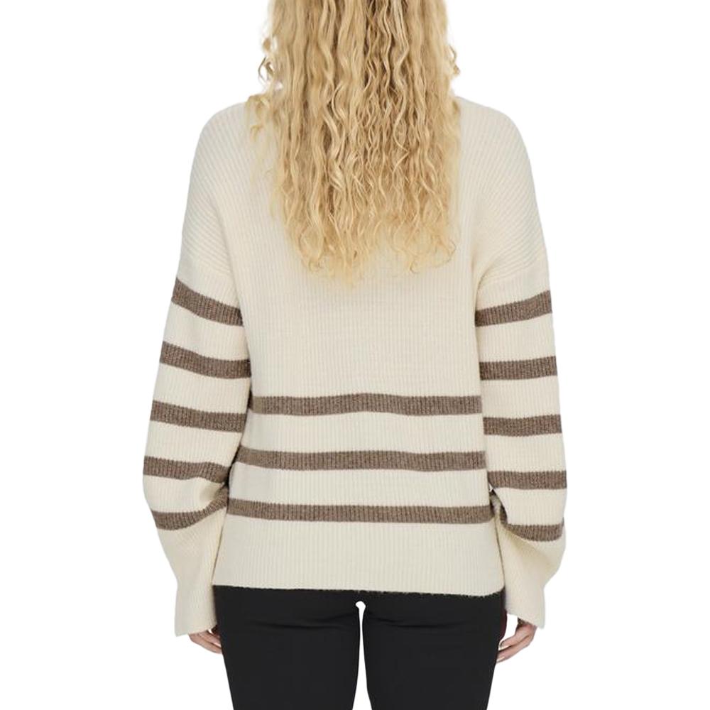 Only Pull Ecru/Marron à rayures Femme Only Monna