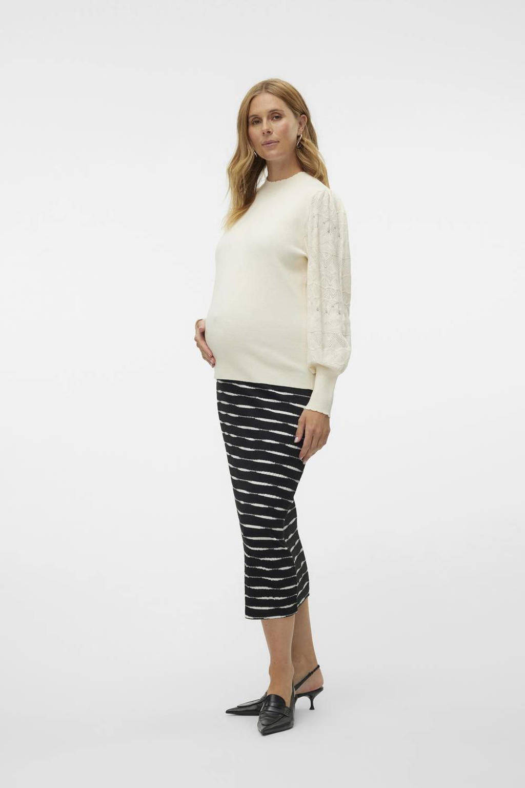 VERO MODA MATERNITY fijn gebreide zwangerschapstrui VMMLIMONE ecru