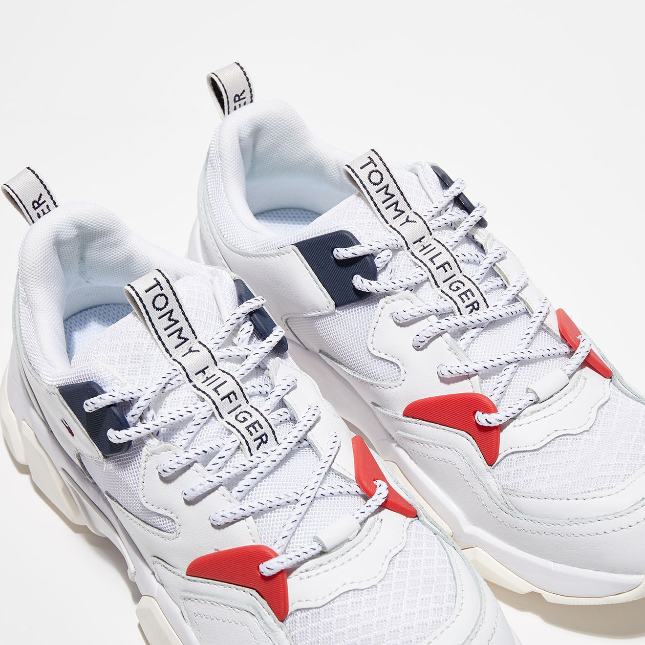 Tommy Hilfiger Baskets en Cuir & Mesh Chunky blanches