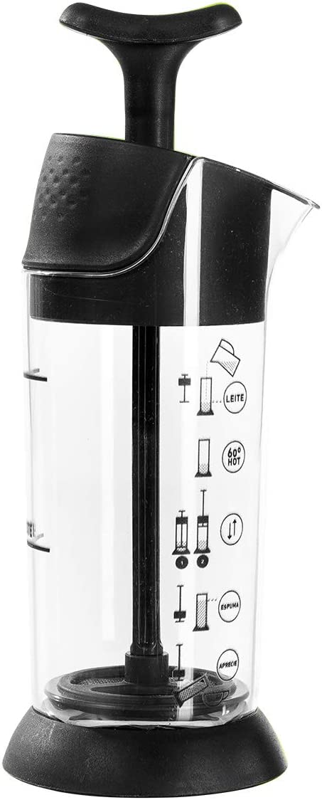 Espumador De Leite Pressca Amarelo, Leite Cremoso, BPA Free, 200 ml, Mixer, Cremeira.
